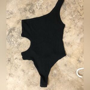 Black One Shoulder Bodysuit